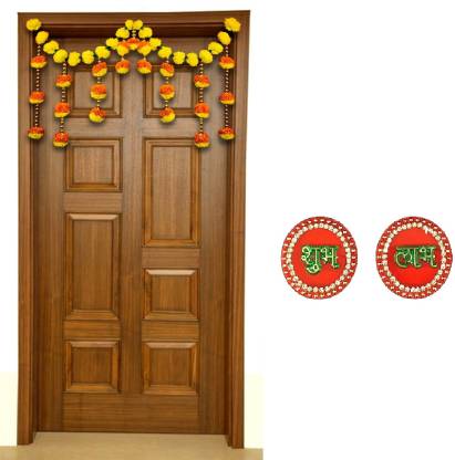 Tuelip Artificial Attractive Fluffy Door Hanging Garland Flower Toran & Acrylic Shubh Laabh