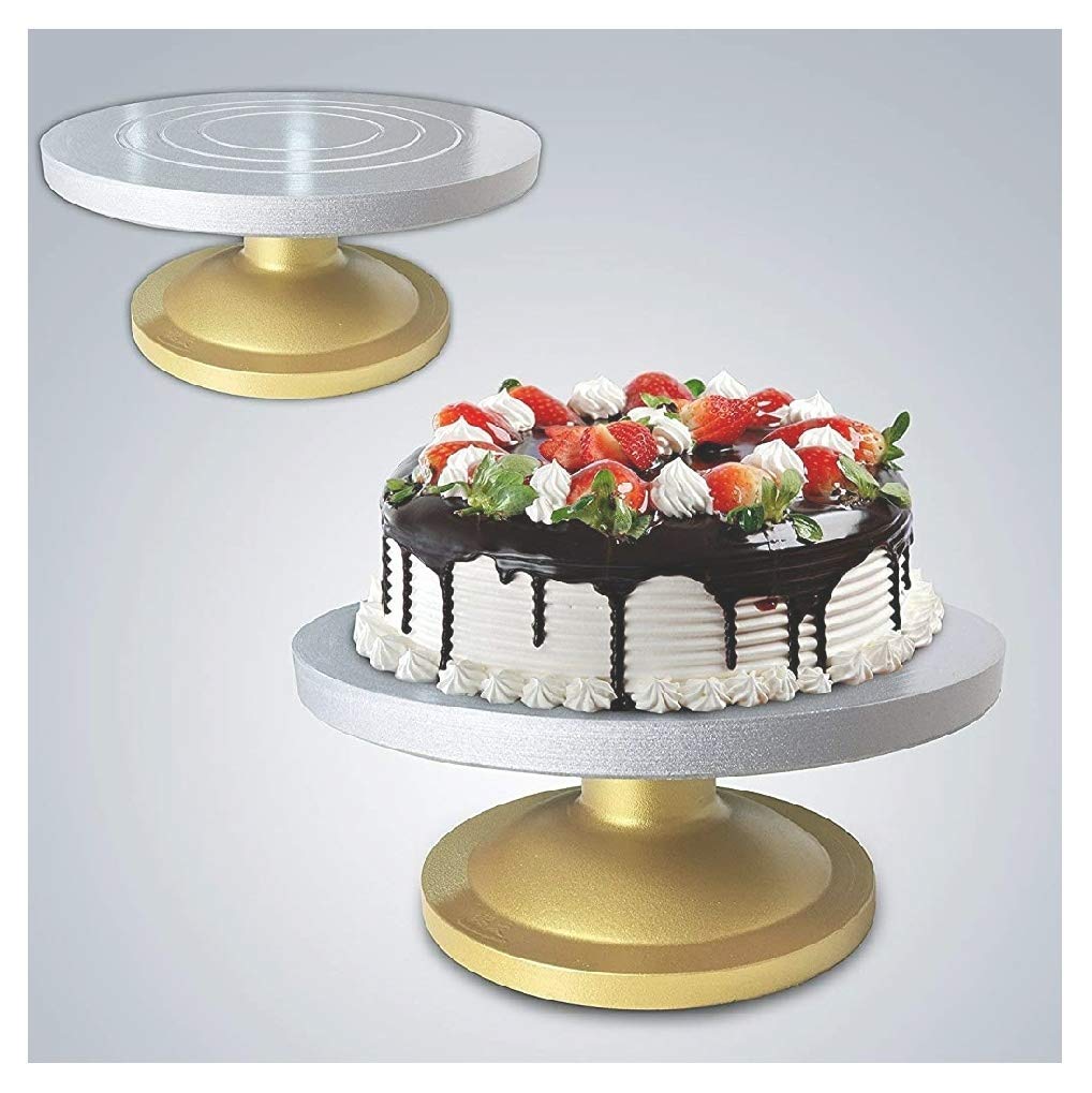 Tuelip Easy Rotate 360 Degree Turntable Revolving Aluminium Coated Cake Decorating Stand